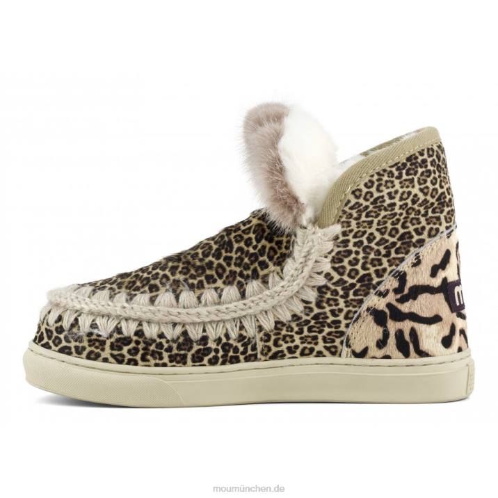 Eskimo-Sneaker aus Ponyfell-Mix-Patchwork Frauen 0V6X657 Ponyfell kleiner Gepard Löwe Mou
