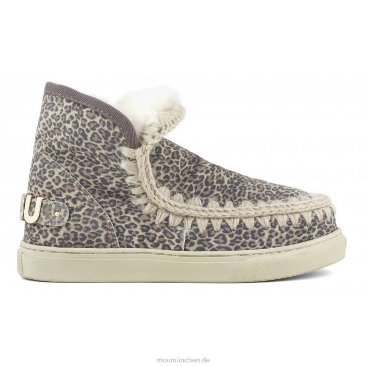 Eskimo-Sneaker aus bedrucktem Leder Frauen 0V6X632 kleines Gepardenleder Mou