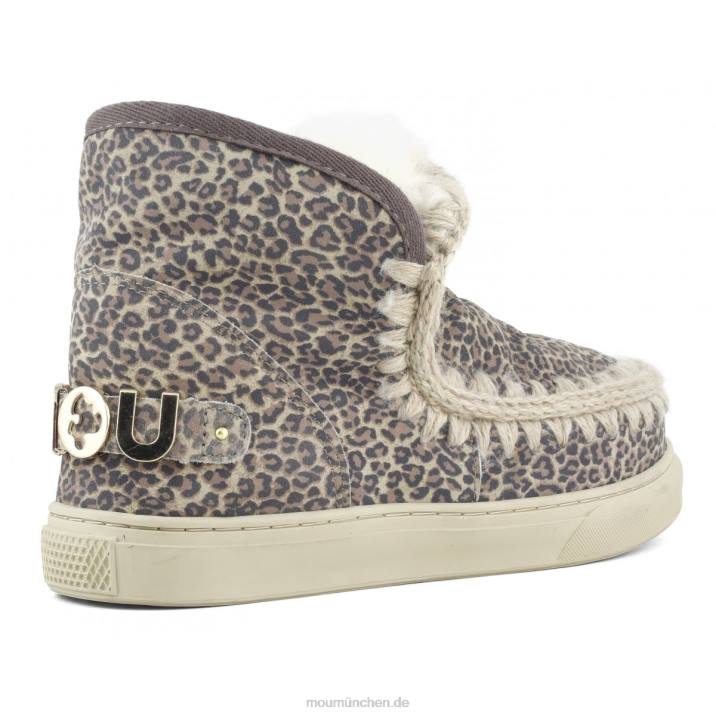 Eskimo-Sneaker aus bedrucktem Leder Frauen 0V6X632 kleines Gepardenleder Mou