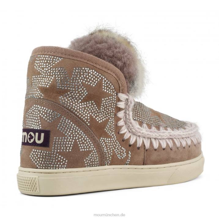 Eskimo-Sneaker mit Hotfix-Sternenmuster und Fellbesatz Frauen 0V6X654 rosabraun Mou