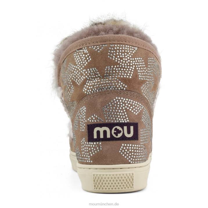 Eskimo-Sneaker mit Hotfix-Sternenmuster und Fellbesatz Frauen 0V6X654 rosabraun Mou