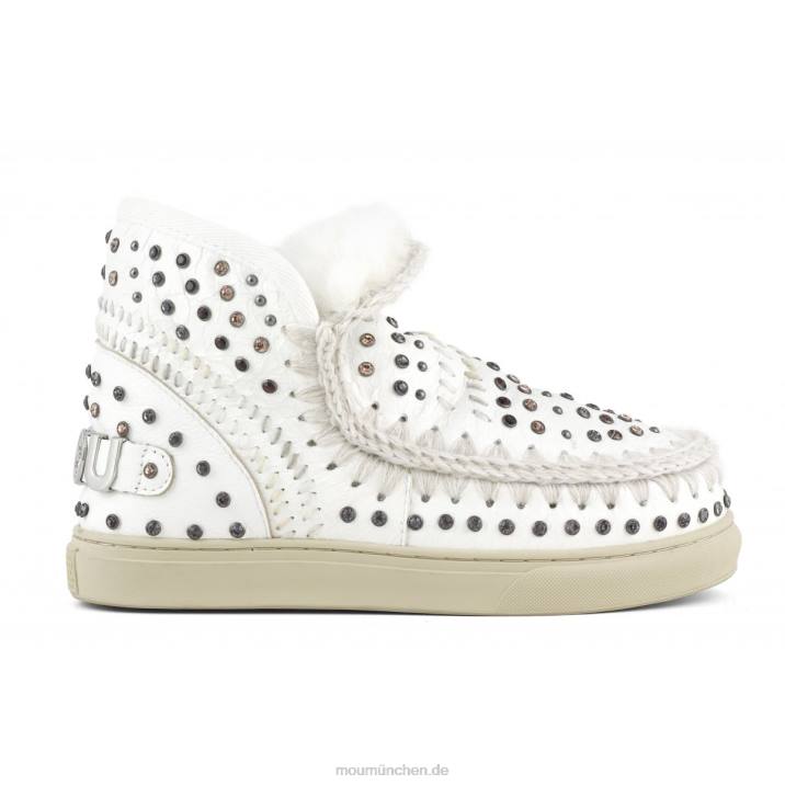 Eskimo-Sneaker mit Nieten und Nähten Frauen 0V6X643 Wachsweiße Naturfarben, Nieten und Nähte Mou