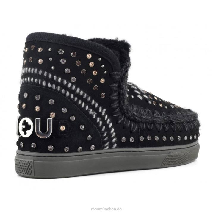 Eskimo-Sneaker mit Nieten und Nähten Frauen 0V6X672 Schwarz Mou
