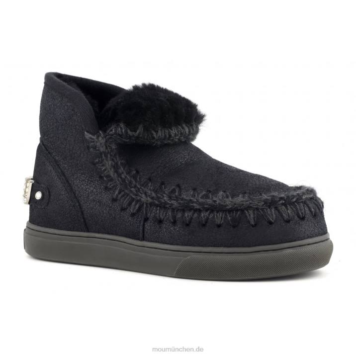 Eskimo-Sneaker mit Strasssteinen Frauen 0V6X594 rissig schwarz/grau Mou