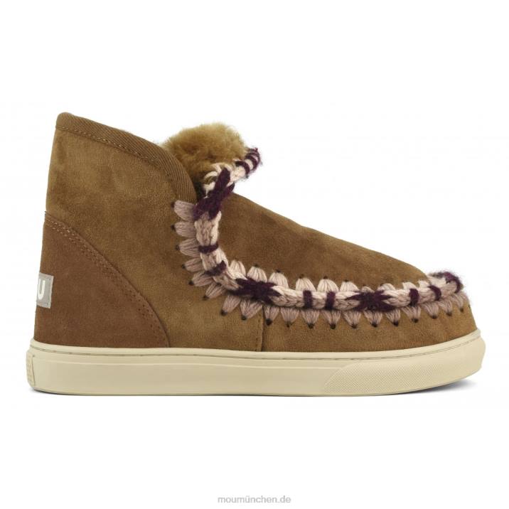 Eskimo-Sneaker mit Übernähten Frauen 0V6X592 Cognac Mou
