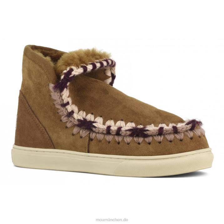 Eskimo-Sneaker mit Übernähten Frauen 0V6X592 Cognac Mou