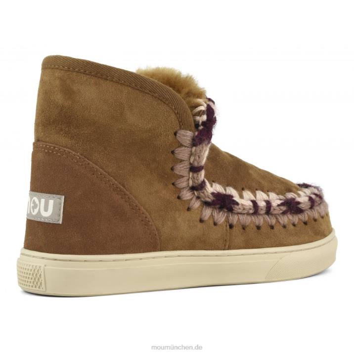 Eskimo-Sneaker mit Übernähten Frauen 0V6X592 Cognac Mou