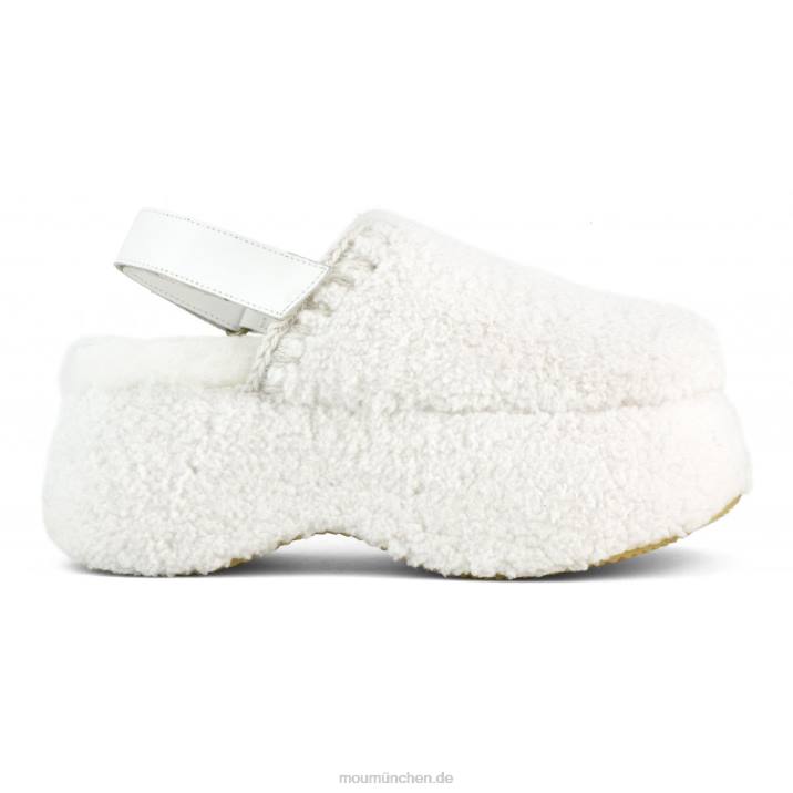 Klobige Slingback-Plattform Frauen 0V6X714 Weiss Mou