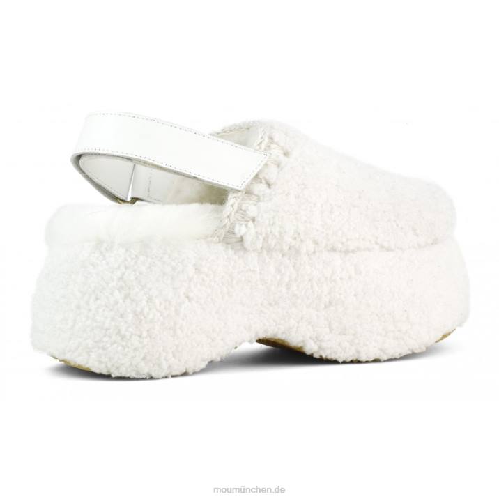 Klobige Slingback-Plattform Frauen 0V6X714 Weiss Mou