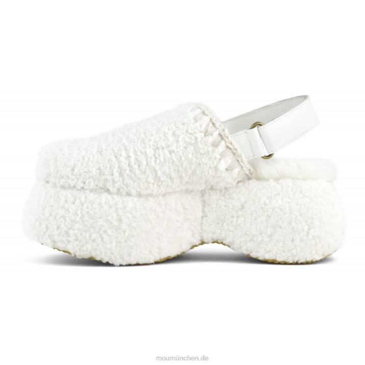 Klobige Slingback-Plattform Frauen 0V6X714 Weiss Mou