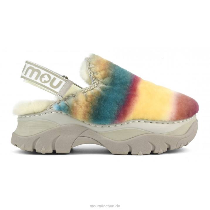 Klobiger Clog mit Fersenriemen Frauen 0V6X522 Grün mischen Mou