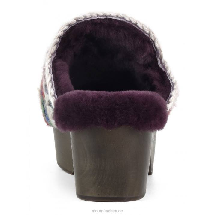 Klobiger Clog mit Holzabsatz Frauen 0V6X533 Ethnische Wolle mehrfarbig Mou