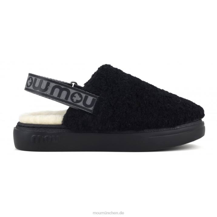 Kräftiger Clog aus lockigem Schaffell und Fersenriemen Frauen 0V6X517 Schwarz Mou