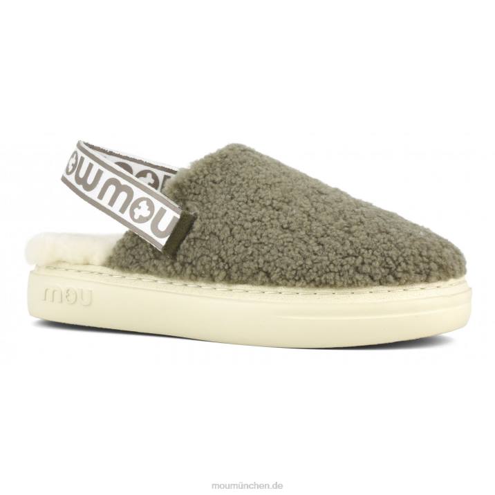 Kräftiger Clog aus lockigem Schaffell und Fersenriemen Frauen 0V6X518 Milieu Mou