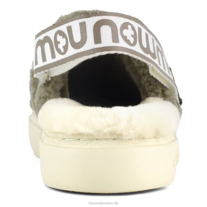 Kräftiger Clog aus lockigem Schaffell und Fersenriemen Frauen 0V6X518 Milieu Mou