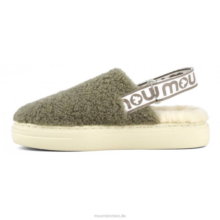 Kräftiger Clog aus lockigem Schaffell und Fersenriemen Frauen 0V6X518 Milieu Mou