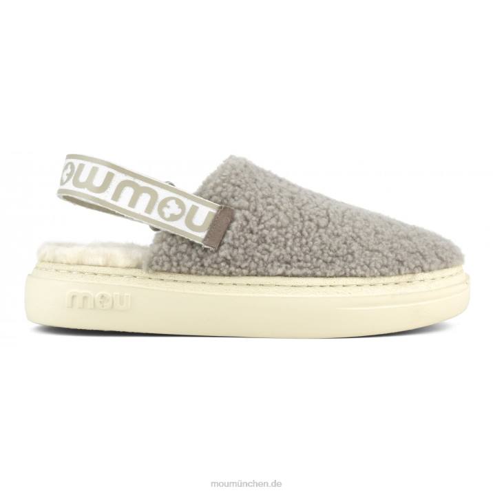 Kräftiger Clog aus lockigem Schaffell und Fersenriemen Frauen 0V6X519 Elefantengrau Mou
