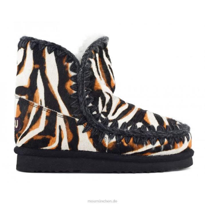 Eskimo 18 Ponyfell Frauen 0V6X359 Zebra mit weißem Hintergrund und Orange Mou