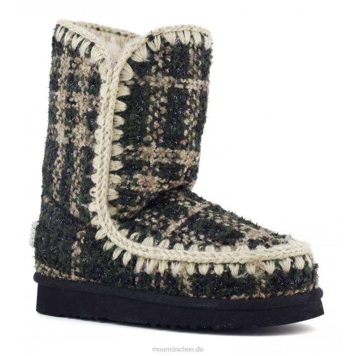 Eskimo 24 Tartan – große Logo-Nieten Frauen 0V6X369 Tartan-Lurex-Grün Mou