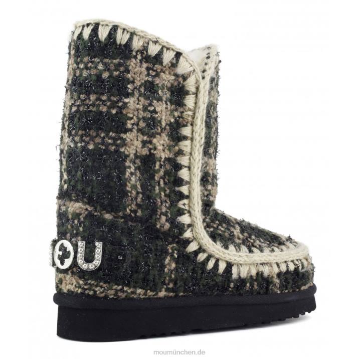 Eskimo 24 Tartan – große Logo-Nieten Frauen 0V6X369 Tartan-Lurex-Grün Mou