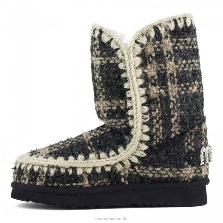 Eskimo 24 Tartan – große Logo-Nieten Frauen 0V6X369 Tartan-Lurex-Grün Mou