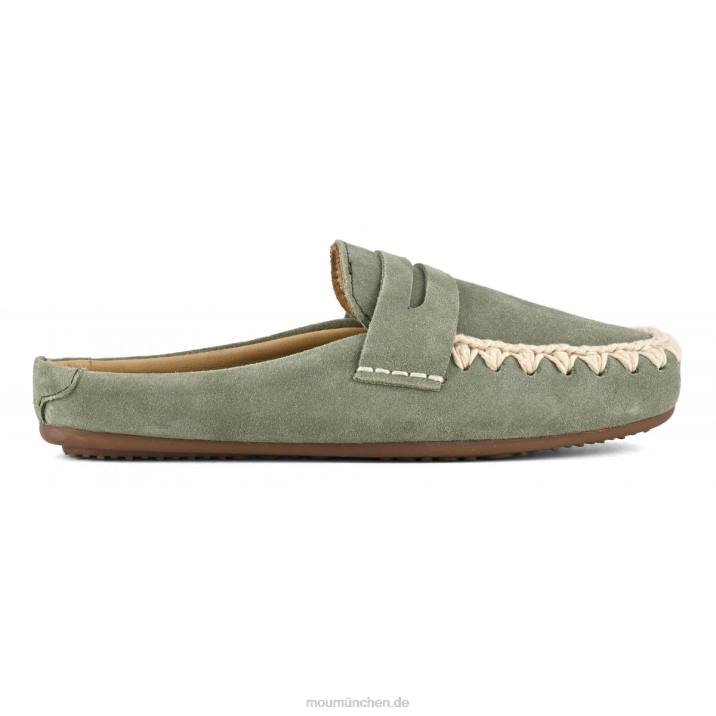 Sommer-Eskimo-Slipper aus Mokassin-Wildleder Frauen 0V6X224 leichter Salbei Mou