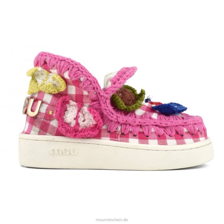 Sommer-Eskimo-Sneaker mit gehäkelten Schmetterlingen Kinder 0V6X785 rosa Karos Mou