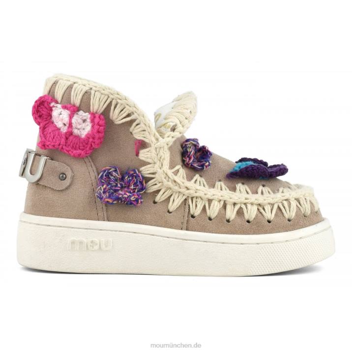 Sommer-Eskimo-Sneaker mit gehäkelten Schmetterlingen Kinder 0V6X787 rosa Sand (Flussmittel) Mou