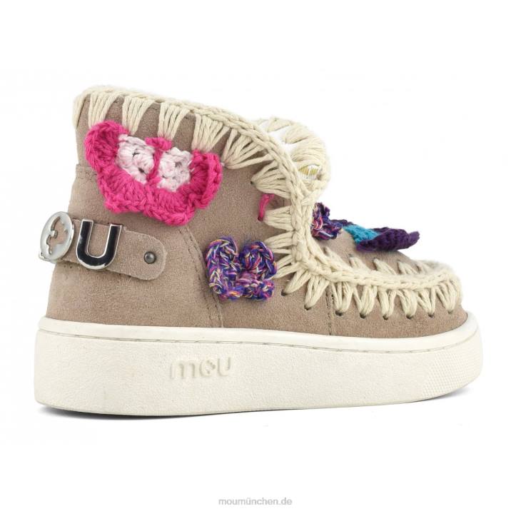 Sommer-Eskimo-Sneaker mit gehäkelten Schmetterlingen Kinder 0V6X787 rosa Sand (Flussmittel) Mou
