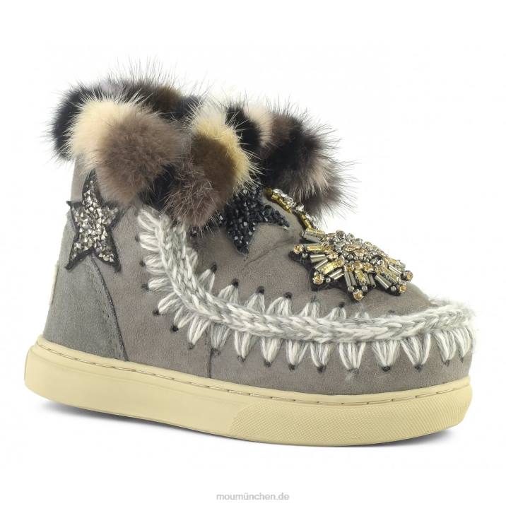 Eskimo-Sneaker-Stern-Patches und Nerzpelzbesatz Kinder 0V6X804 neues Grau Mou