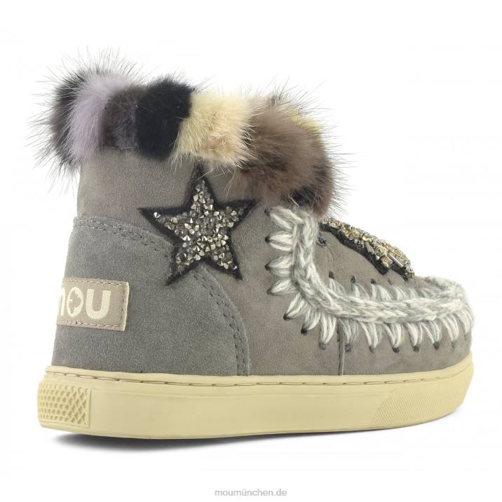 Eskimo-Sneaker-Stern-Patches und Nerzpelzbesatz Kinder 0V6X804 neues Grau Mou
