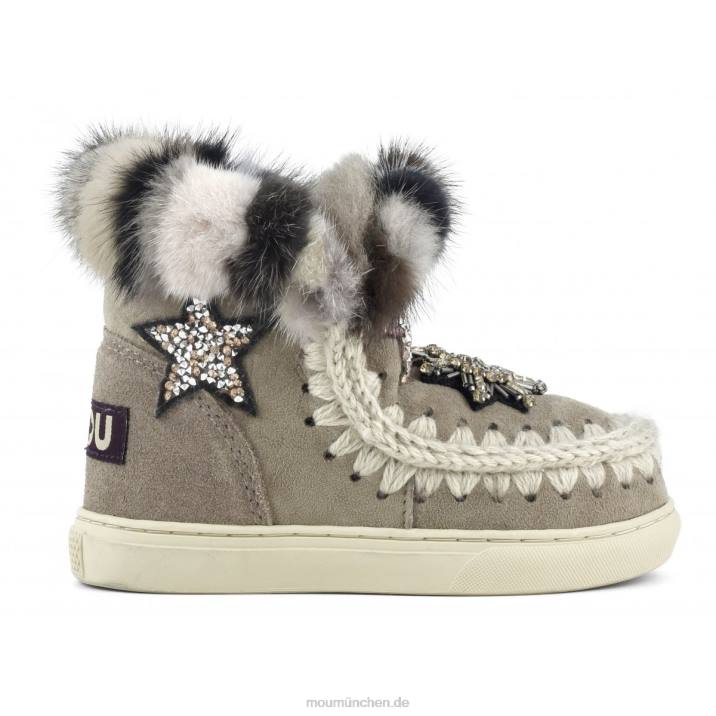 Eskimo-Sneaker-Stern-Patches und Nerzpelzbesatz Kinder 0V6X805 Elefantengrau Mou