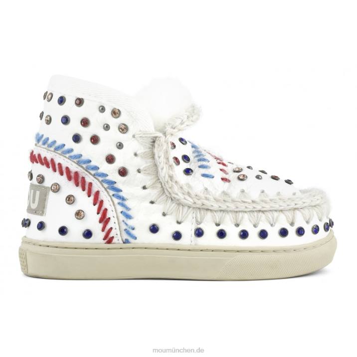 Eskimo-Sneaker mit Nieten und Nähten Kinder 0V6X797 Wachsweiß Mou